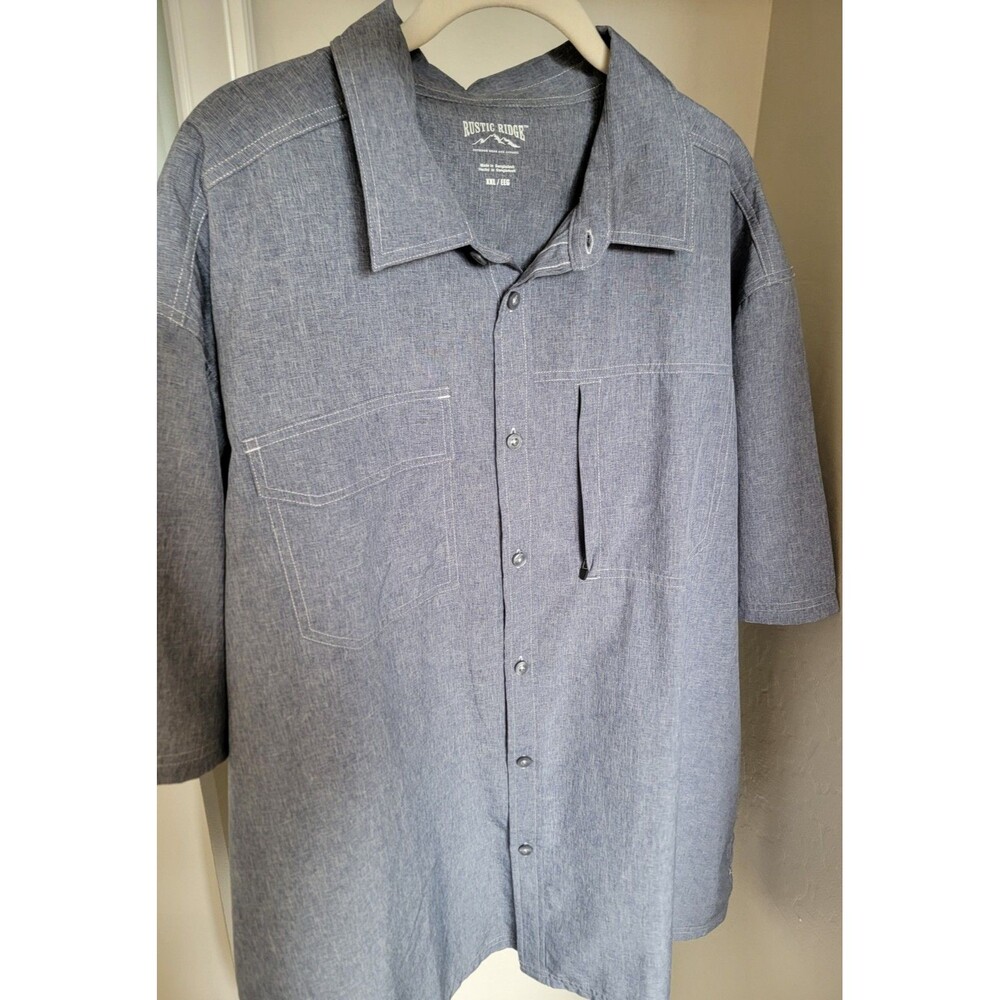 Rustic Ridge Outdoor Shirt Mens XXL Gray Short Sleeve Button Up Fishing Hiking